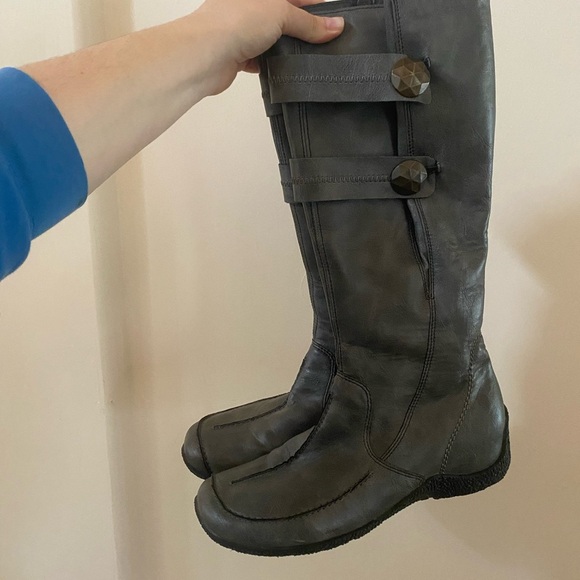 RIEKER VEGAN FAUX LEATHER ASTRID 70 KNEE HIGH GRAY BOOTS FLEECE LINED SIZE EU 41 - Picture 2 of 9